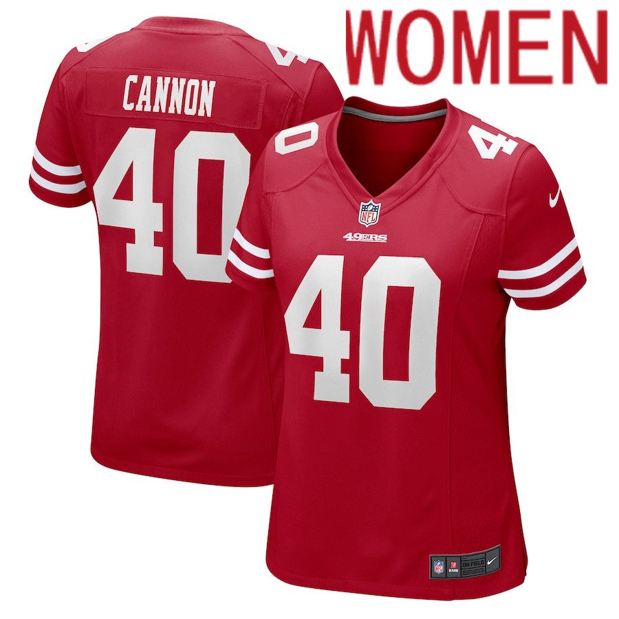 Women San Francisco 49ers #40 Trenton Cannon Nike Scarlet Game NFL Jersey->women nfl jersey->Women Jersey